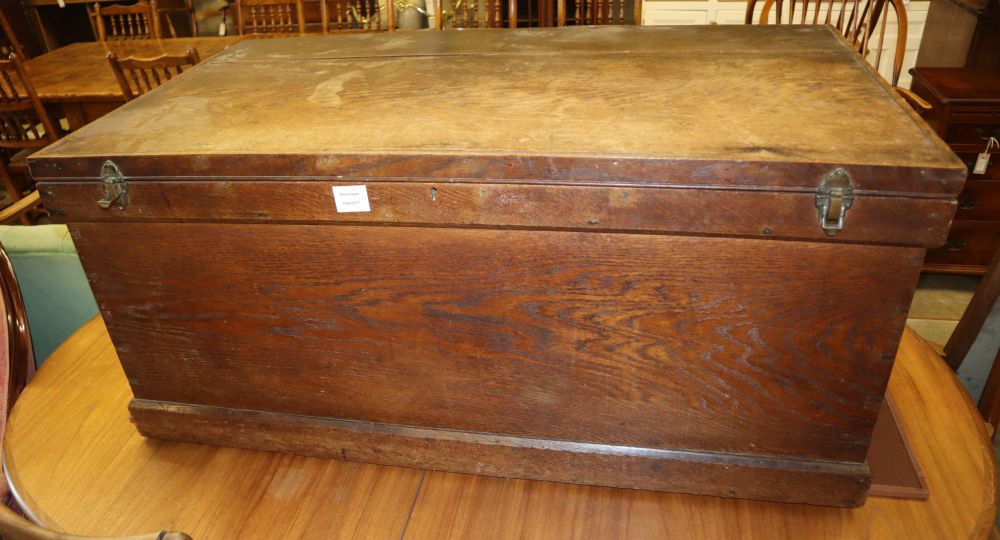 A Victorian oak trunk, W.106cm, D.60cm, H.48cm